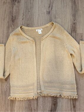 Artisan NY Knit Open-Front Fringe Hem Cardigan - Beige